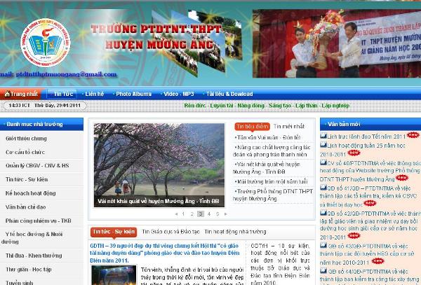 Giao diện trang chủ site ptdtntthptmuongang.edu.vn